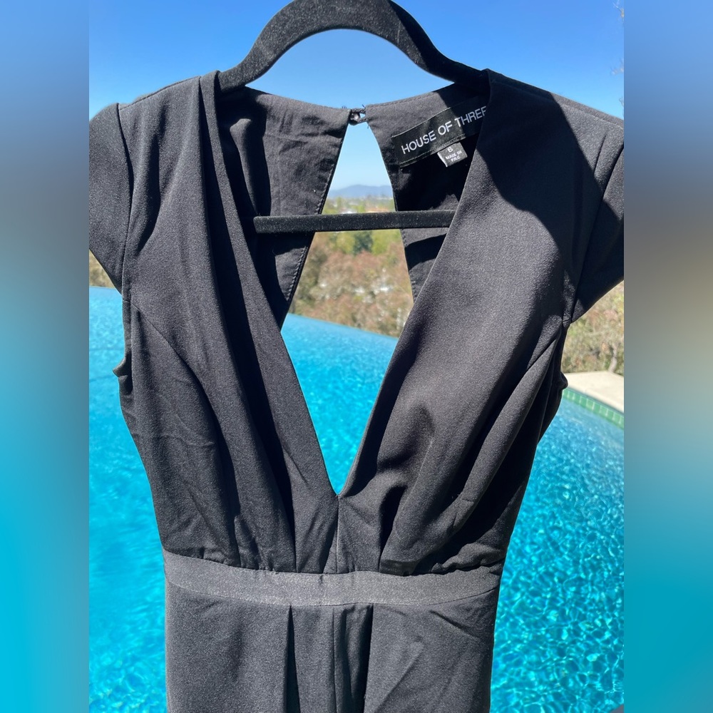 House of Three black romper size 6 v-neck with back cut-out